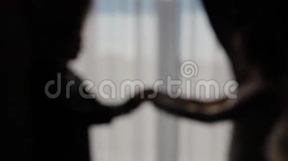 新娘新郎在窗前牵手视频的预览图