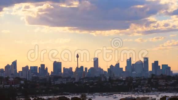 悉尼城市景观时间日落视频的预览图