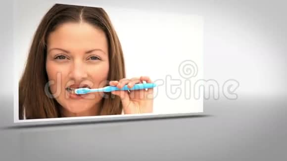 女人刷牙的夹子视频的预览图