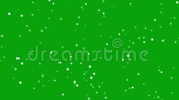 在绿色屏幕背景下坠落的闪亮星星视频的预览图