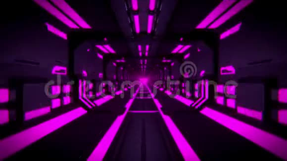 3D紫高科技霓虹灯隧道环路运动背景视频的预览图