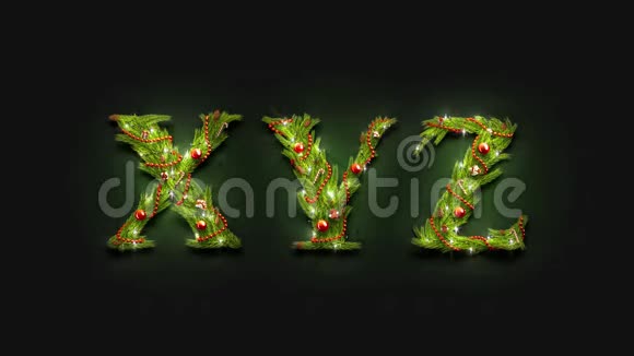装饰XYZ字母圣诞字体模拟黑暗视频的预览图
