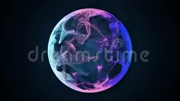 摘要三维动画彩色球体由音频反应粒子构成视频的预览图