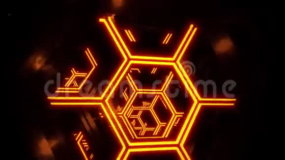 3D橙色科幻霓虹灯VJ环运动背景视频的预览图