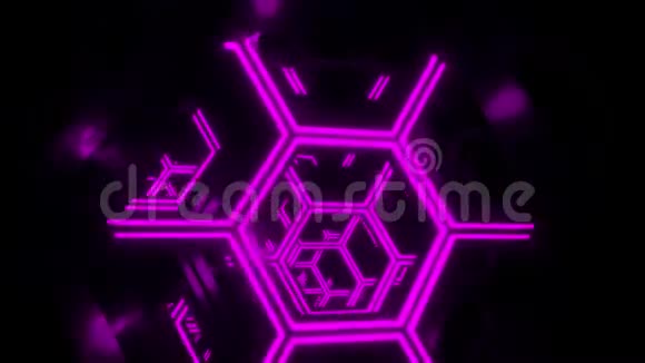 3D紫科幻霓虹灯VJ环运动背景视频的预览图