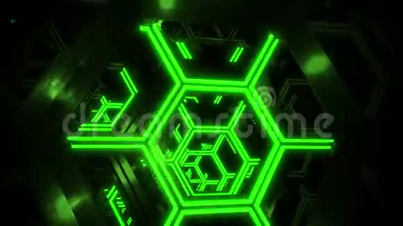 3D绿色科幻霓虹灯VJ环运动背景视频的预览图
