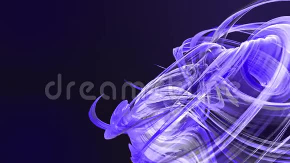 透明美丽的丝带绕圈移动的抽象背景扭曲的线条蓝色的循环三维动画视频的预览图