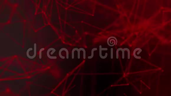 3D抽象红色几何飞线框网络和连接点空间在黑色背景安全未来学计算机和视频的预览图