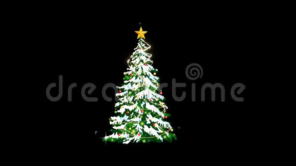 黑色背景上的动画圣诞树视频的预览图