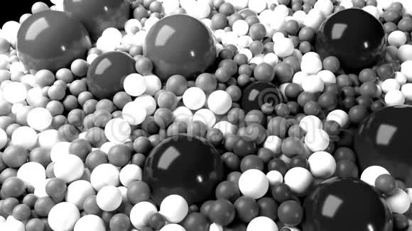 4三维循环动画与美丽的黑白小和大球或球作为抽象几何视频的预览图