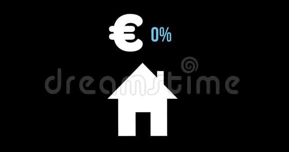房子形状和欧元符号颜色为4k视频的预览图