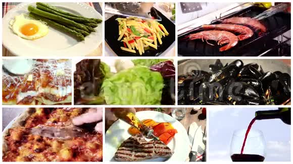 不同菜肴的拼贴画视频的预览图