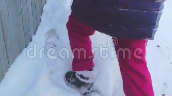 一个小女孩爬上雪山视频的预览图