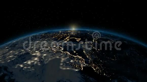 太空中的欧洲上空日出视频的预览图