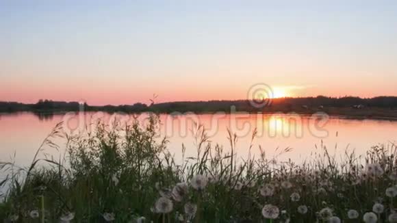 夏天湖面日落的时间视频的预览图