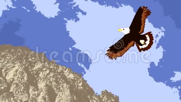 可爱的鹰在山上的天空中翱翔动画视频的预览图