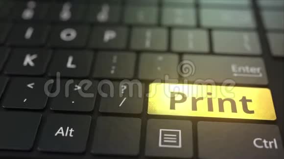 黑色电脑键盘和金色打印键概念三维动画视频的预览图