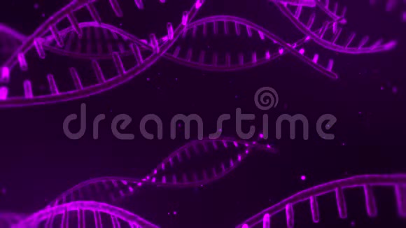 3D紫DNA螺旋动画循环运动背景视频的预览图