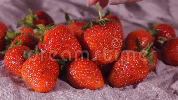 草莓上的巧克力慢动作高清视频的预览图