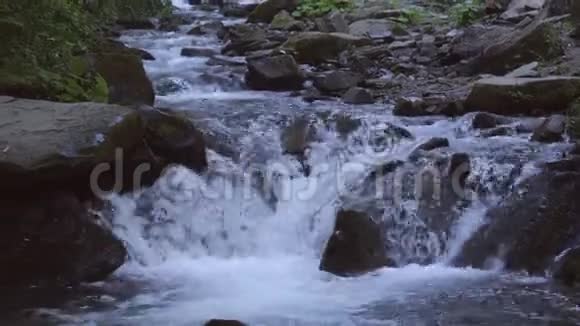 山河的水流入水池视频的预览图