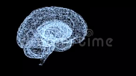 人类智力的概念黑色背景下人类大脑转身的抽象蓝色模型视频的预览图
