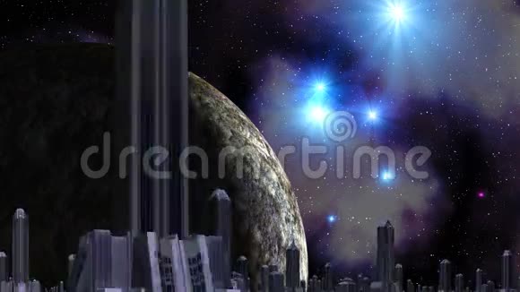 外星人之城巨大的星球和不明飞行物视频的预览图