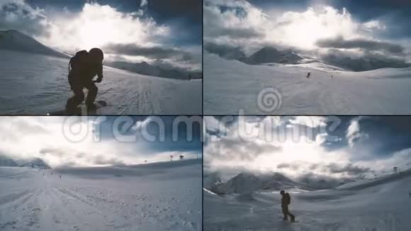 晴天滑雪POV视频的预览图