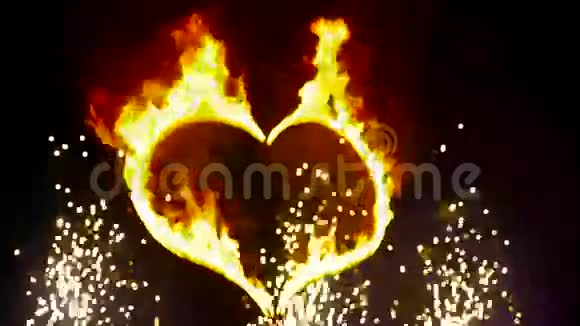 燃烧的心和烟火闪闪发光视频的预览图