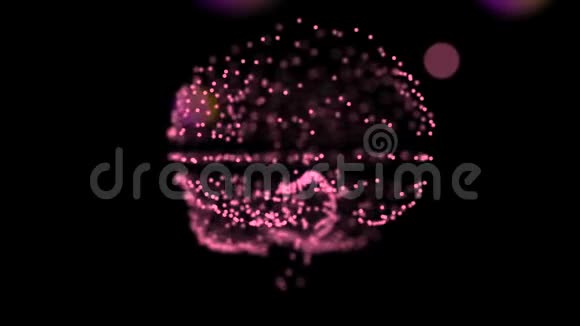 区块链概念脑的一种形状的屈膝连接漂浮在空间中波克粒子在最前沿视频的预览图