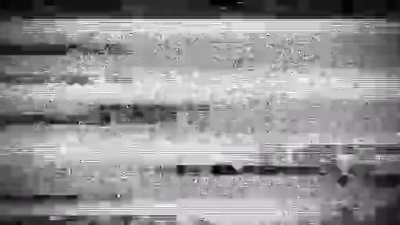 电视屏幕上的静态噪音白色噪音黑白视频的预览图