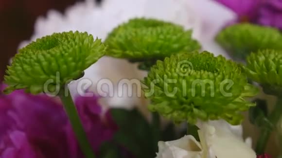 花匠制作了一大束美丽的五颜六色的花束由不同的花组成视频的预览图