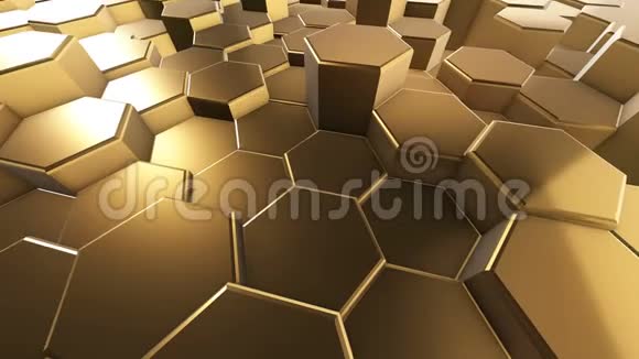 黄金三维动画的六角蜂窝视频的预览图