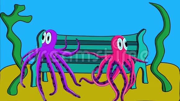 生态概念2d动画艺术海洋污染动物漫画视频的预览图