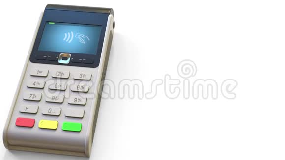 智能手机中虚拟信用卡上的支付终端和欧盟标志零售或移动支付视频的预览图