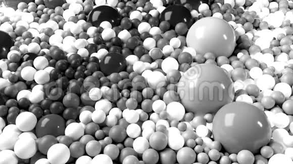4三维循环动画与美丽的黑白小和大球或球作为抽象几何视频的预览图