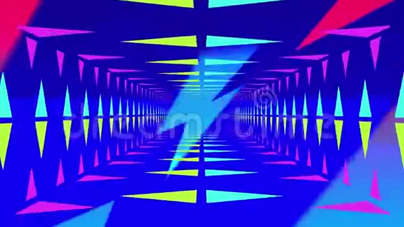 五彩缤纷的闪电和动人的霓虹灯照亮隧道视频的预览图