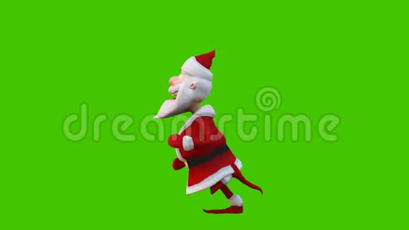 奔跑着快乐的圣诞老人圣诞节的概念在绿色屏幕前循环动画视频的预览图