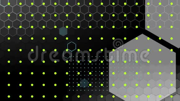 绿点和六边形网格大的灰色六边形在黑色上移动视频的预览图