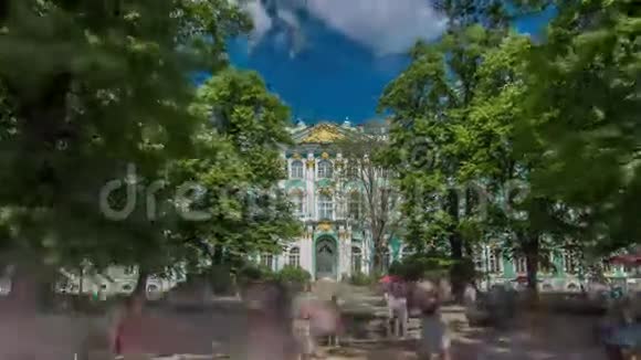 喷泉前西立面冬宫延时超移瑞士彼得斯堡视频的预览图