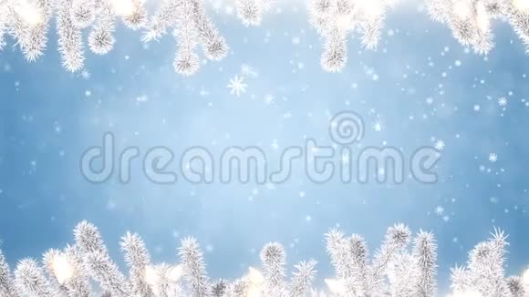 用花环装饰的树枝圣诞树视频的预览图