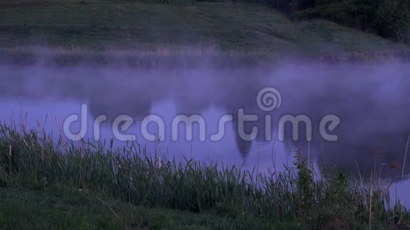 一片美丽动人的晨雾笼罩着河水视频的预览图
