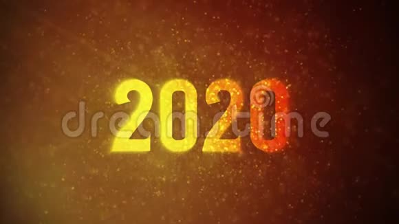 2020年文字在美丽的金色粒子面前闪闪发光的背景视频的预览图