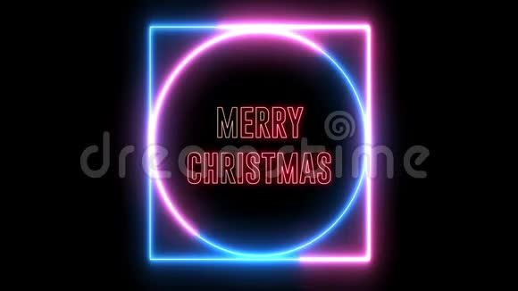 新年问候与霓虹灯五颜六色的霓虹灯LED灯文字圣诞快乐视频的预览图