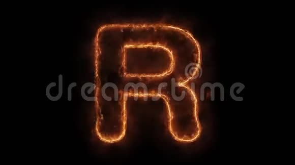 字母R字热动画燃烧现实火火火焰循环视频的预览图