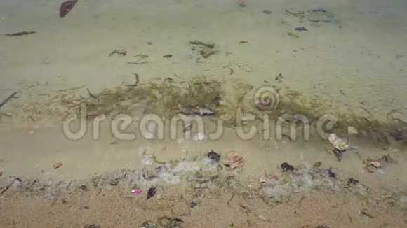 肮脏的废物漂浮在海里视频的预览图