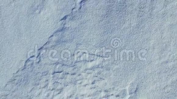 4K冬季在雪场上空飞行和起飞空中俯视旋转雪白的雪纹视频的预览图