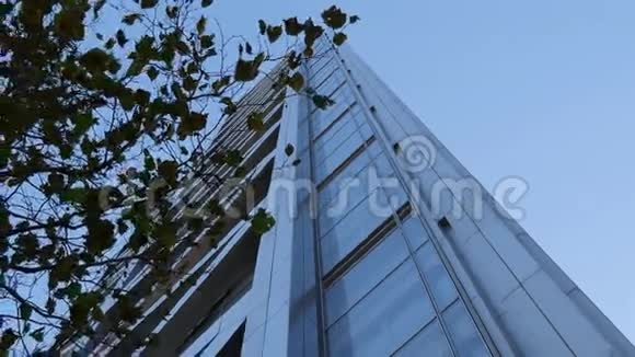 蓝天下的玻璃摩天大楼视频的预览图