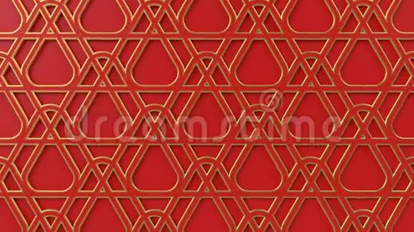 阿拉伯循环几何图案红色和金色伊斯兰三维主题阿拉伯东方动画背景穆斯林墙纸视频的预览图