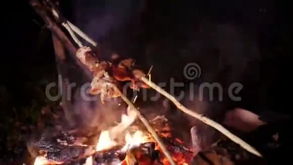 直接在篝火旁烤肉棒视频的预览图