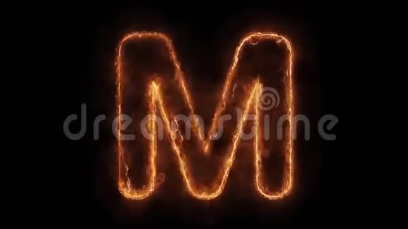 字母M字热动画燃烧现实火火火焰循环视频的预览图